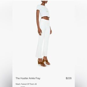 MOTHER Denim Hustler Ankle Fray - White